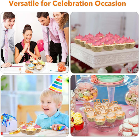 Gifbera Natural Metallic Foil Cupcake Liners, Standard Size Baking Cups for Celebration, 200-Count Muffin Liners