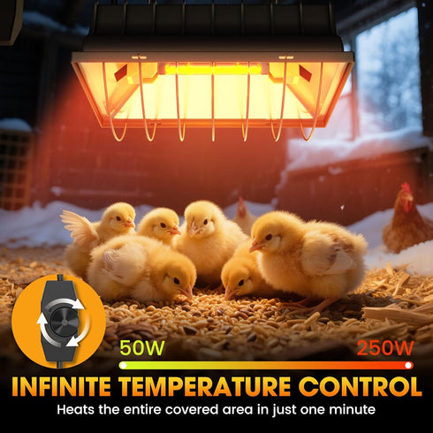 50-250W, Heat Lamp for Chickens, Halogen Chicken Heat Lamp for Young Poultry, Safe Infrared Chicken Coop & Brooder