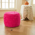XeGe Fluffy Faux Fur Inflatable Pouf Ottoman, Soft Fuzzy Foot Stool Anti-Slip, Plush Foldable Foot Rest Floor Pouf