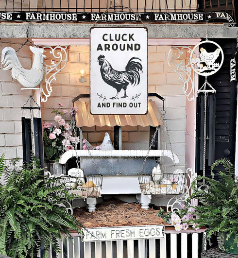 8 12 Inch (3020) Smilelife Funny Chicken Gifts Chicken Cluck Around and Find Out Tin Sign for Home Farm Chicken Coop