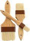 Durable Hardwood 1, 2, 3in Boar Bristle Pastry Brush Set for Basting Meat, Spreading Butter, BBQ Sauce or Marinades