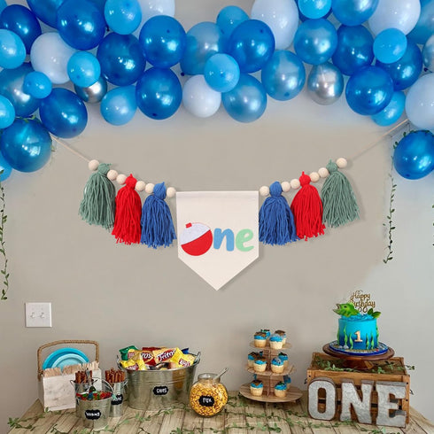 RSOLIET 1st Big One High Chair Banner - Birthday Fishing Decor