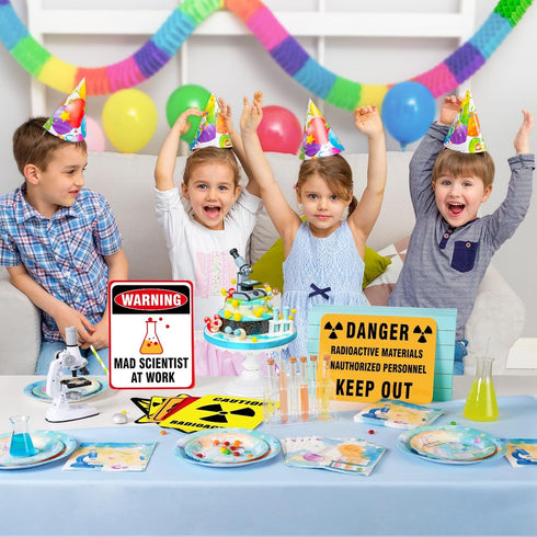 WERNNSAI Science Party Decorations - 9PCS Mad Scientist at Work Home Wall Decor Signs for Birthday Party