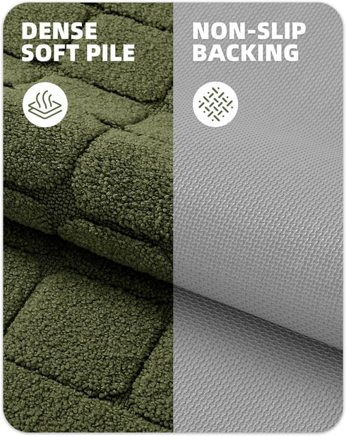Color&Geometry Green Bath Mat, Non Slip Washable 24"x36" Large Absorbent Bath Mats for Bathroom and Bathtub