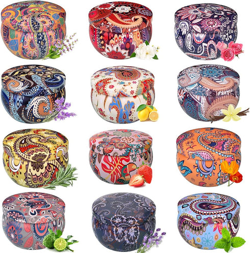 Scented Candles Gift Set for Women, 12 Pack 2.5 Oz Soy Wax Travel Tin Aromatherapy Candles for Home Decor