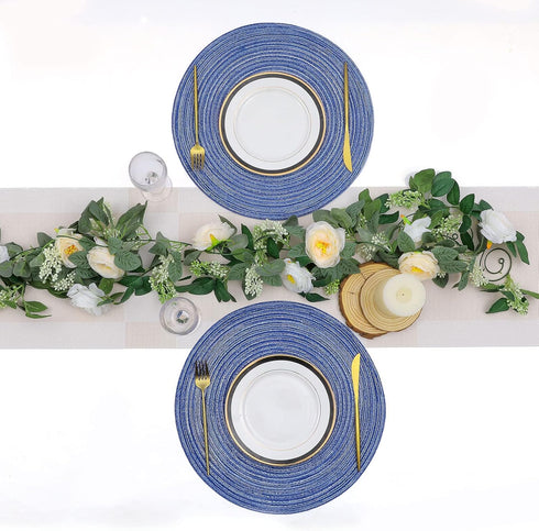SHACOS Round Braided Placemats, 15 inch Set of 6 Washable Kitchen Table Placemats for Home Wedding Party
