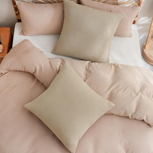 PHF 100% Cotton Waffle Weave Euro Shams - 26" x 26", No Filling, 2 Pack Elegant Home Decorative Pillow Covers