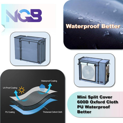 NGB Mini Split Cover for Air Conditioner Outdoor Unit, 32.3"L x 13.7"W x 24"H for Ductless HVAC Units