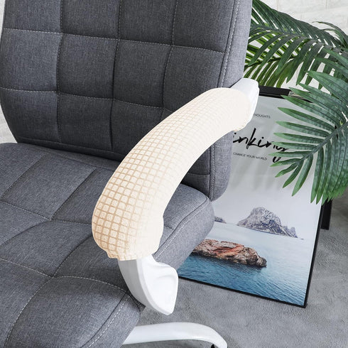 FORCHEER Stretchable Water Resistant Spandex Office Chair Armrest Cover, 2P for Desk Chairs - Beige