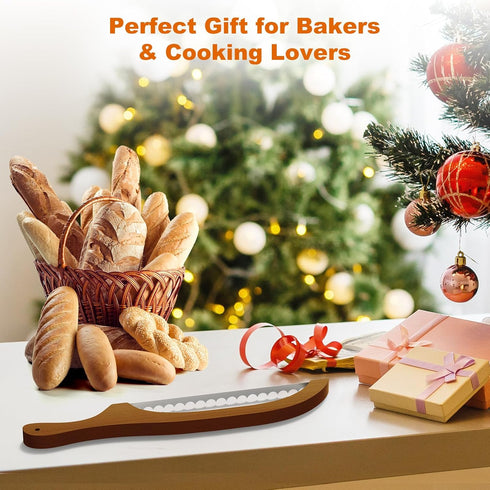 FTCIRA 16" Bread Knife for Homemade Bread Walnut Bow Bread Cutter with Ultra-Sharp Serrated Stainless Steel Blade