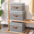 Fabric Storage Bins with Lids, Linen Foldable Storage Boxes, Closet Storage Organizer Containers with Handles, Grey,