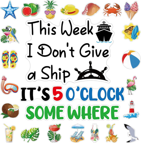 27 Pcs Summer Cruise Door Magnets, Funny Reusable Magnetic Decorations for Cabin Door, Ship, Refrigerator, Office