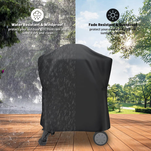 Q2000/Q200/Q1000/Q100 Grill Cover for Weber Q Series Grill on Cart, Waterproof BBQ Cover for Weber on Portable