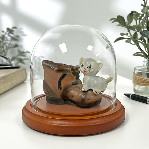 Plymor 4" x 4" Glass Display Dome Cloche, Walnut MDF Base
