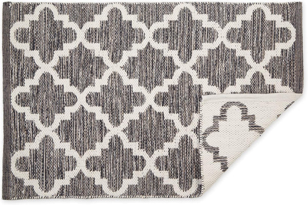 DII Woven Rugs Collection - Hand-Loomed, 2x3', Gray Lattice