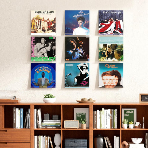 6 Pack 1.7" x12" upsimples Clear Acrylic Shelves, Clear Wall Shelves for Nail Polish, Vinyl Wall Mount, Record Holder
