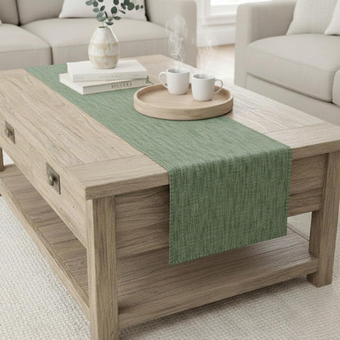 Coffee Table Runner 14x36 inch Short Table Runner with Decorative Stitched Edge
