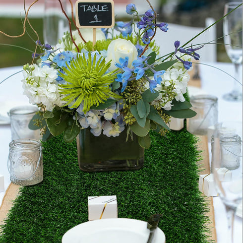 XLX TURF 12 x 36 Inches Artificial Grass Table Runner - Green Fake Grass Turf for Golf Football Party Decorations,