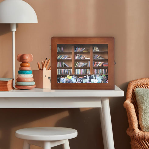 DIIWOODX 300PCS Anxiety Mini Bookshelf Mini Books with Mini Bookshelf Shake Away Your Anxiety Wooden Miniature Book