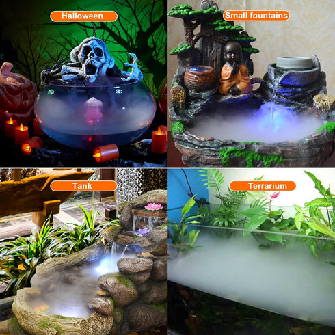 FITNATE Mist Maker, 12 LED Mister Fogger Water Fountain Atomizer, Perfect for Halloween and Holidays