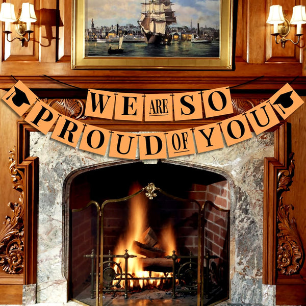 KatchOn We Are So Proud Of You Banner - 14 Feet, No DIY, Black Orange Grad Decorations