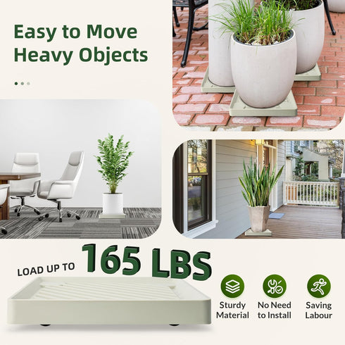 2PCS 11 inches REDHUGO Square Plant Caddy with Hidden Wheels, Heavy Duty Rolling Plant Stand Caddy with Wheels, Pot