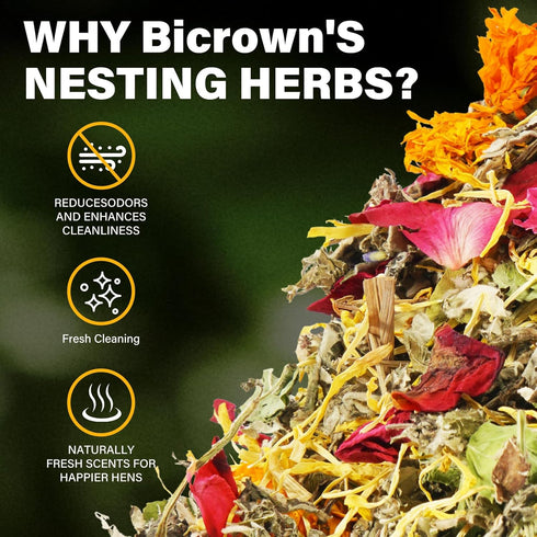 Bicrown 21oz Premium Chicken Nesting Herbs Natural Dried Blend, Lavender Rose Mint Mix, Helps Reduce Odors and Freshen