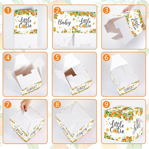 50 Summer Pajean Little Cutie Orange Diaper Raffle Tickets with Box Baby Shower Party Supplies Tangerine Theme Orange