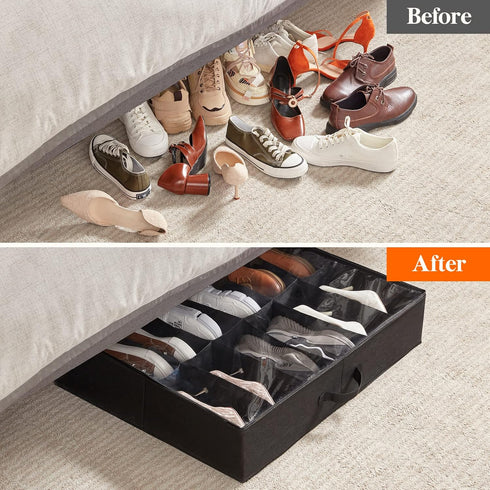 Set 2, 4.3 Inches 2 24 Lifewit Under Bed Shoe Storage Organizer of Tall Low Profile Fabric Shoes Container Box