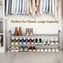 2 Closet LINZINAR Shoe Rack Tier Storage Organizer for Entryway Metal Grey