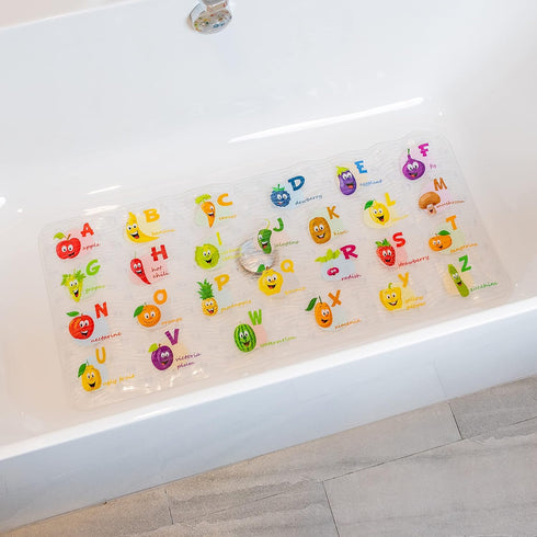 35x16 inch, BEEHOMEE Polyvinyl Chloride (PVC) Bath Mat, Alphabet, Square, XL Size, Textured Pattern, Suction Cups