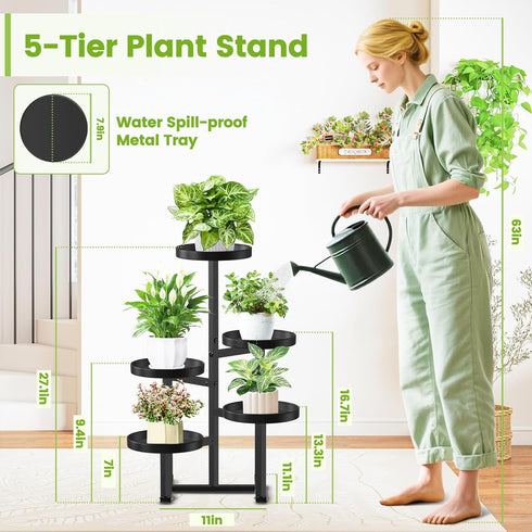 5 27 Inch Tier Metal Plant Stand Indoor, Tiered Corner Plant Holders for Multiple Plants, Tall Flower Pot Holde Display