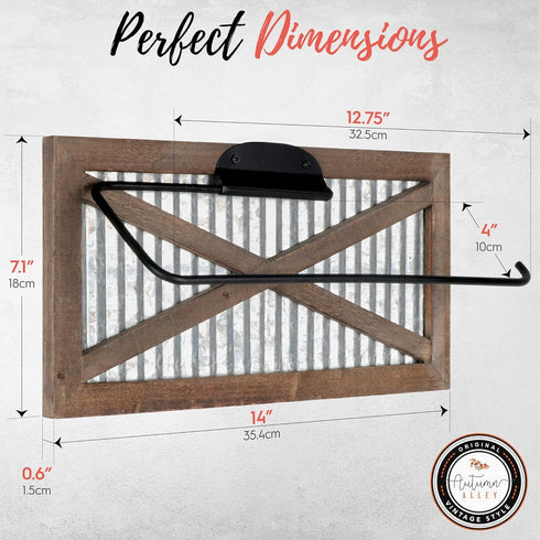 Country Autumn Alley Rustic Farmhouse Paper Towel Holder Wall Mount - Home Decor Rustic Farmhouse for Kitchen - Wood