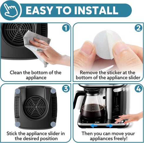 Appliance Sliders for Kitchen Appliances - 24 PCS Self-Adhesive Small Slider, Easy Moving & Space Saving Kitchen Gadgets