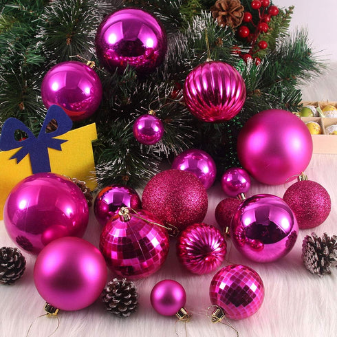 Set of 36pcs Fuchsia 1.6" Small Shatterproof Christmas Balls Ornaments for Tree Birthday Halloween Wedding Decorations