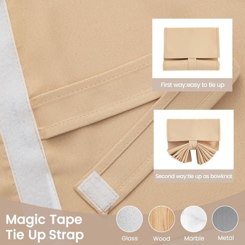 Self-Adhesive Door Curtain for Small Door Window Coverings, 1 Panel, W10 x L42, Beige