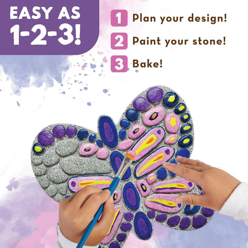 8 MindWare Paint Your Own Stepping Stone Butterfly, Rock Painting Kit, Stepping Stones Crafts for Kids Ages & up