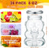 24 Pack 6 oz Patelai Glass Bear Shaped Honey Jars with Lids Reusable Small Tilted Bear Glass Bottles Containers