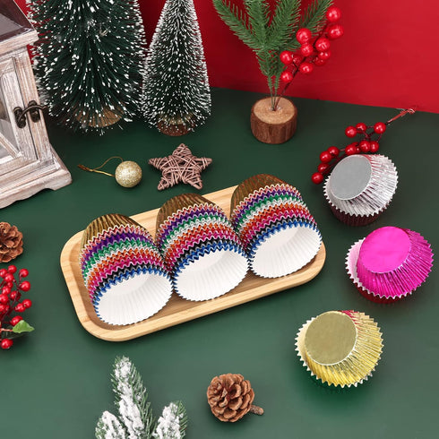 BAKHUK 500pcs Cupcake Liners for Baking, Foil Cupcake Liners, Standard Size 2 Inches, 10 Colors