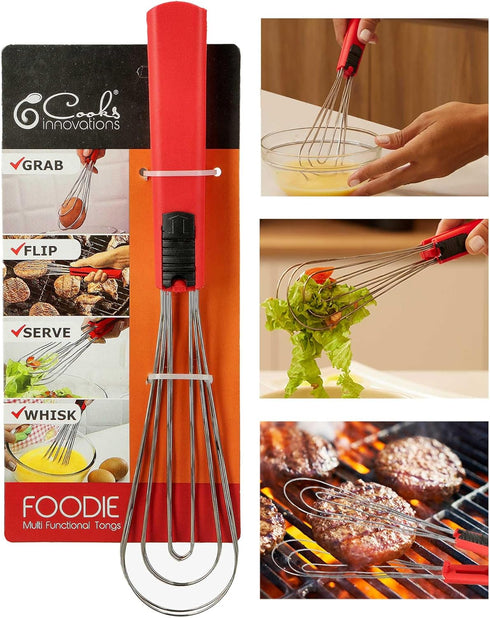 Tongs for Cooking, Multipurpose 6-in-1 Kitchen Utensils, Whisks for Cooking, Egg Beater Mixer, Salad Tongs