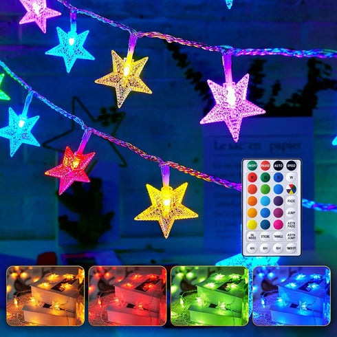 Minetom Star String Lights Battery Operated - 17 ft 50 LED Color