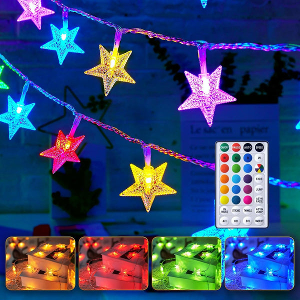 Minetom Star String Lights Battery Operated - 17 ft 50 LED Color