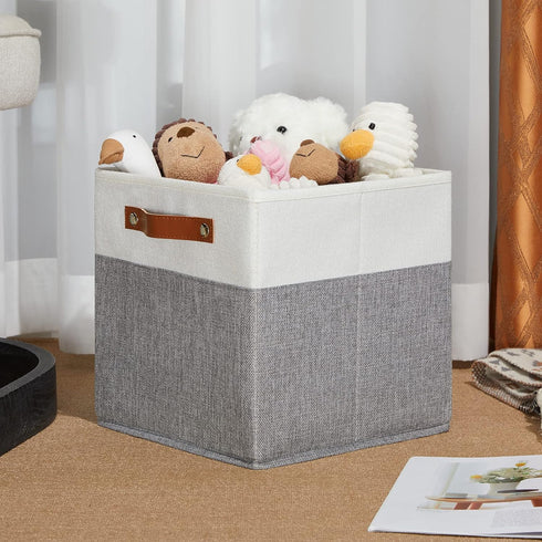 DULLEMELO Cube Storage Basket for Shelves, Collapsible Fabric Storage Cubes for Office, Bedroom, Toys, with Handles