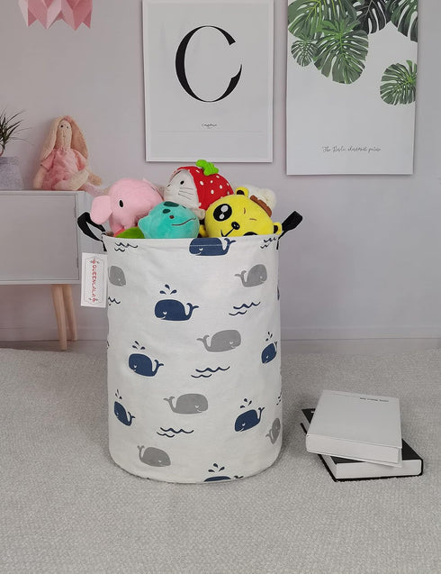 QUEENLALA Large Storage Basket, Collapsible Round Hamper for Boys and Girls, Bathroom/Home Decor