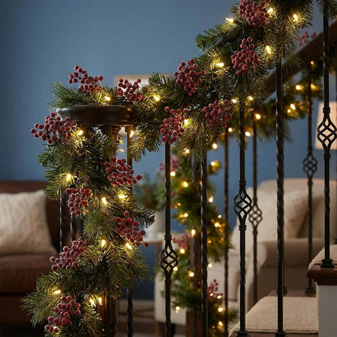 400 12 mm Tatuo Pcs Dark Red Berries Stems Artificial Frosted Holly Berries for Christmas Tree Decor Rustic Fake