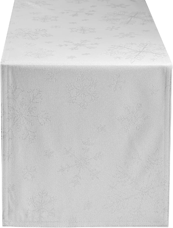 HARORBAY White Table Runner 13 x 95 Inch, Farmhouse Silver Dresser Scarf