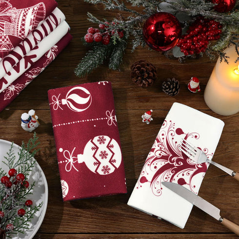 Tatuo 6 Pcs Christmas Kitchen Towels, Snowflake Merry Christmas Tree Dish Towels, Absorbent Hand Towels for Home