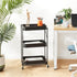 Urban Lifestyle WK640925 3 Tier Foldable Metal Rolling Storage Utility Cart, No Tools Assembly, Black