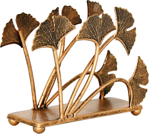 OwlGift Modern Ginkgo Leaves Design Napkin Holder, Metal Paper Napkin Storage for Kitchen, Bronze