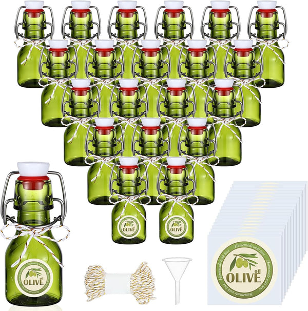 Queekay 20 Pack Mini Swing Top Glass Bottles for Vanilla Extract Homemade
